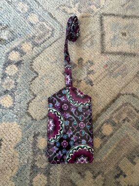 Vera Bradley Purple and Black Floral Luggage Tag
